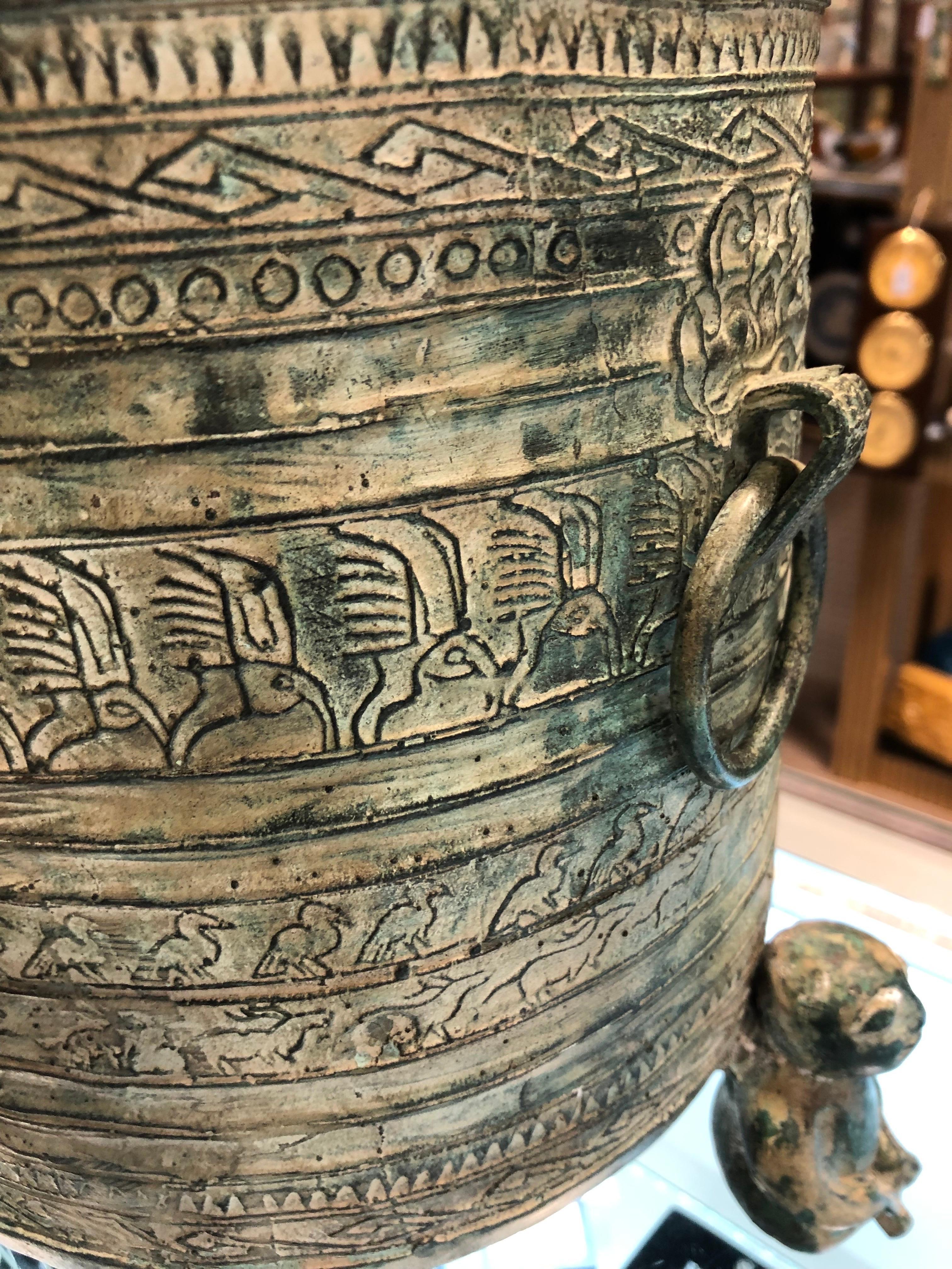 Round Footed Asian Bronze Finished Planter 1