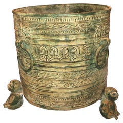 Round Footed Asian Bronze Finished Planter
