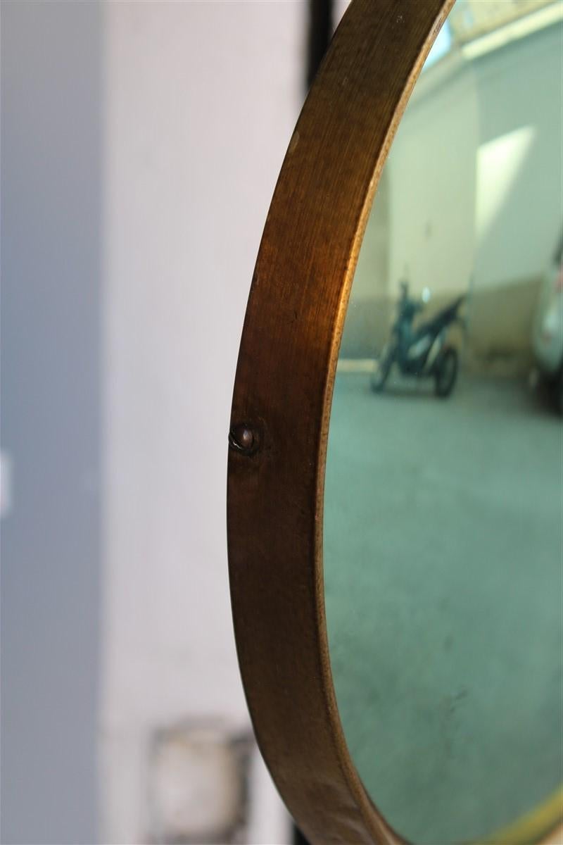 Round Fornasetti Wall Mirror Midcentury Italian Design Brass Gold Glass Green 2