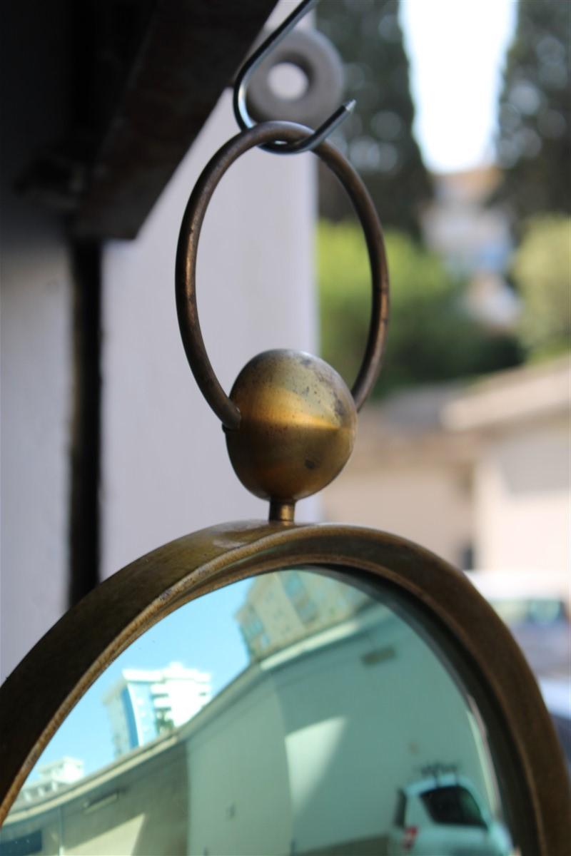 Round Fornasetti Wall Mirror Midcentury Italian Design Brass Gold Glass Green 3