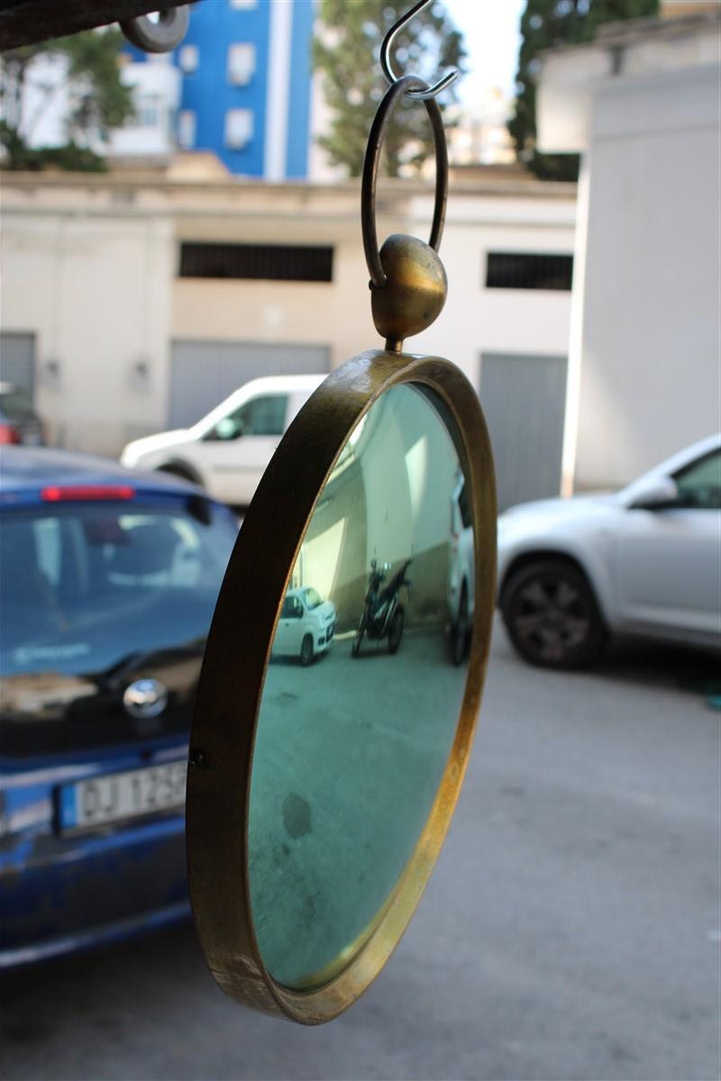 Round Fornasetti Wall Mirror Midcentury Italian Design Brass Gold Glass Green 4