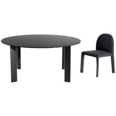 Runder Vierdrops-Tisch mit schwarzer Glasplatte, Oscar & Gabriele Buratti für Driade