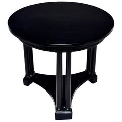 Round French Art Deco Ebonised Side Table