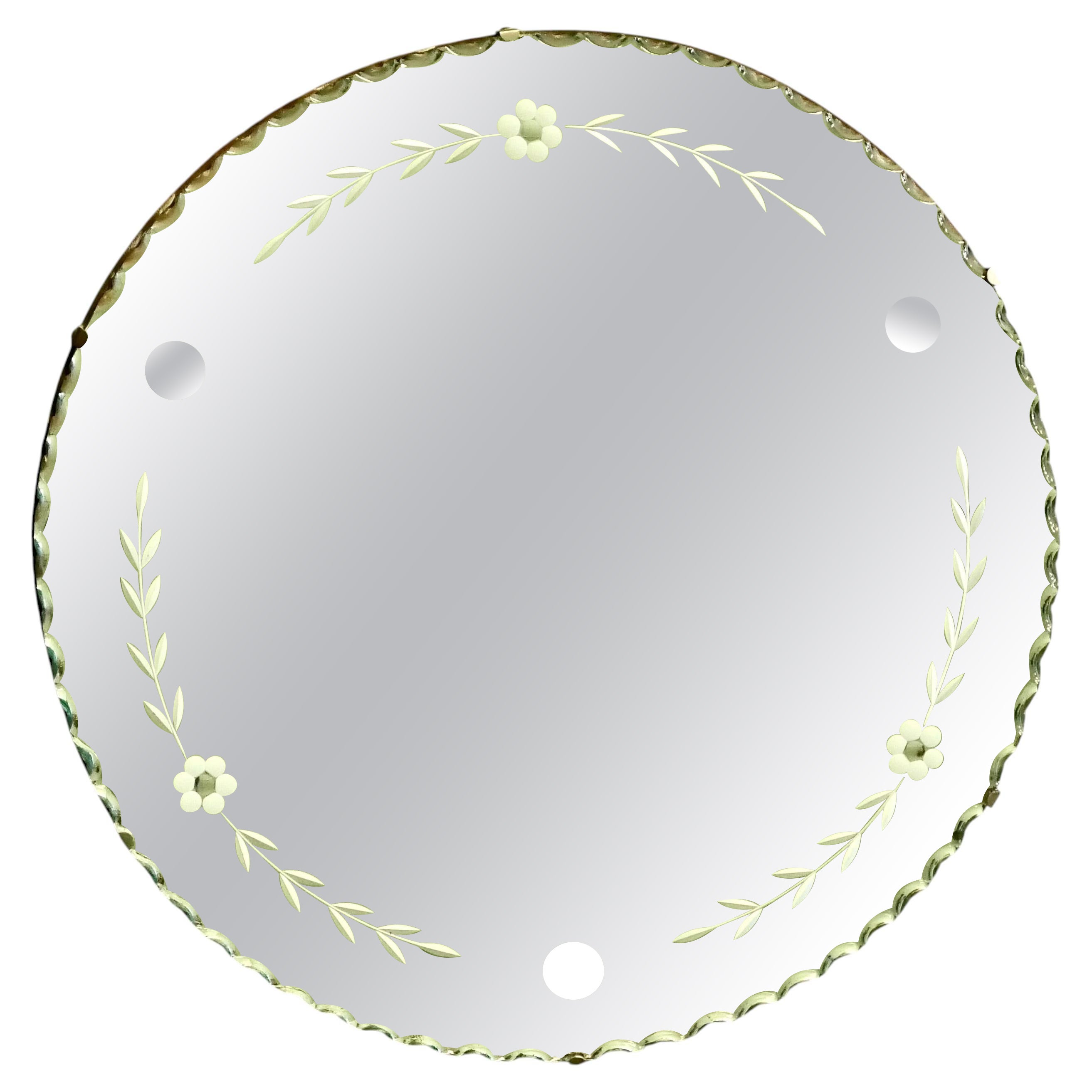 Round French Art Deco Etched Wall Mirror This is a very attractive piece
