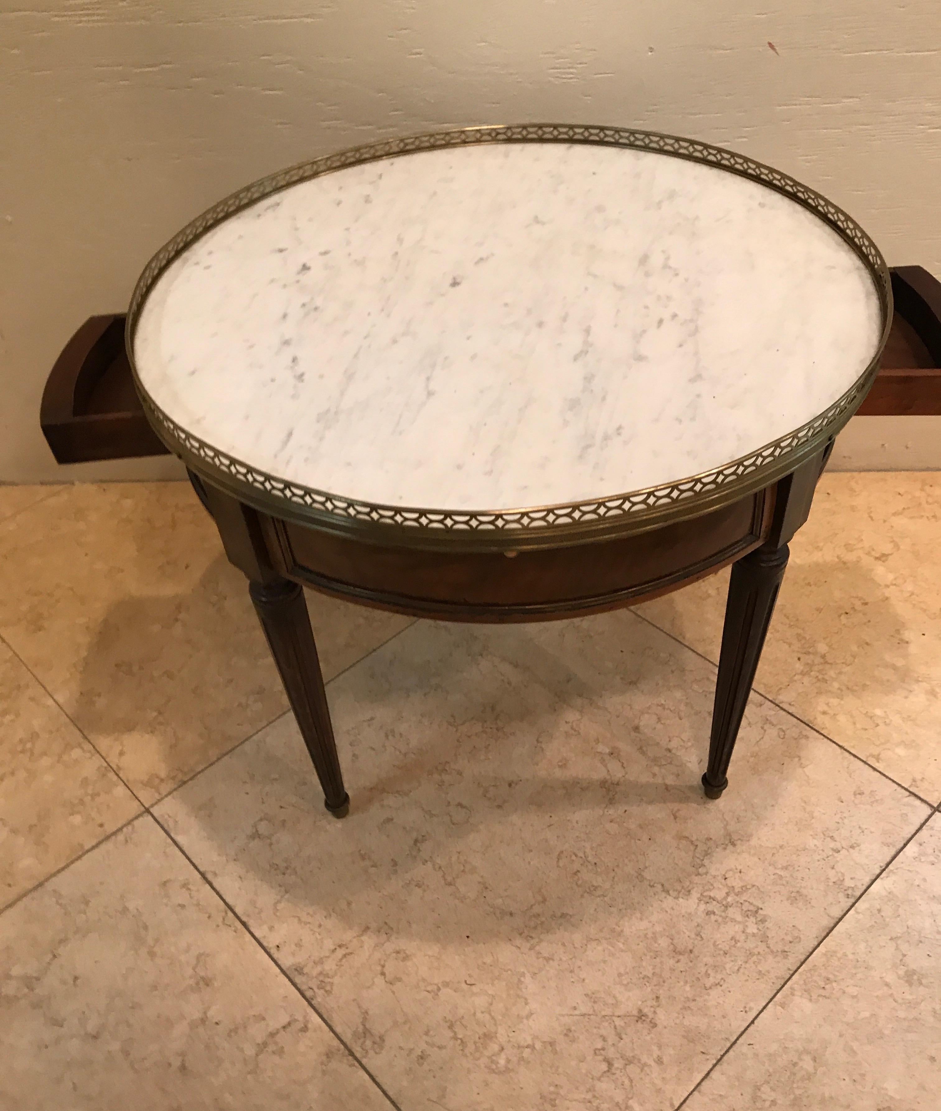 Marble Round French Bouillotte Style Cocktail Table