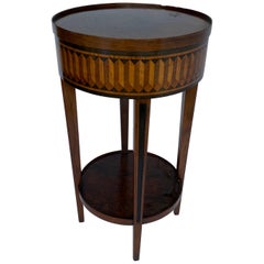 Round French Empire Marquetry Inlay Side Table