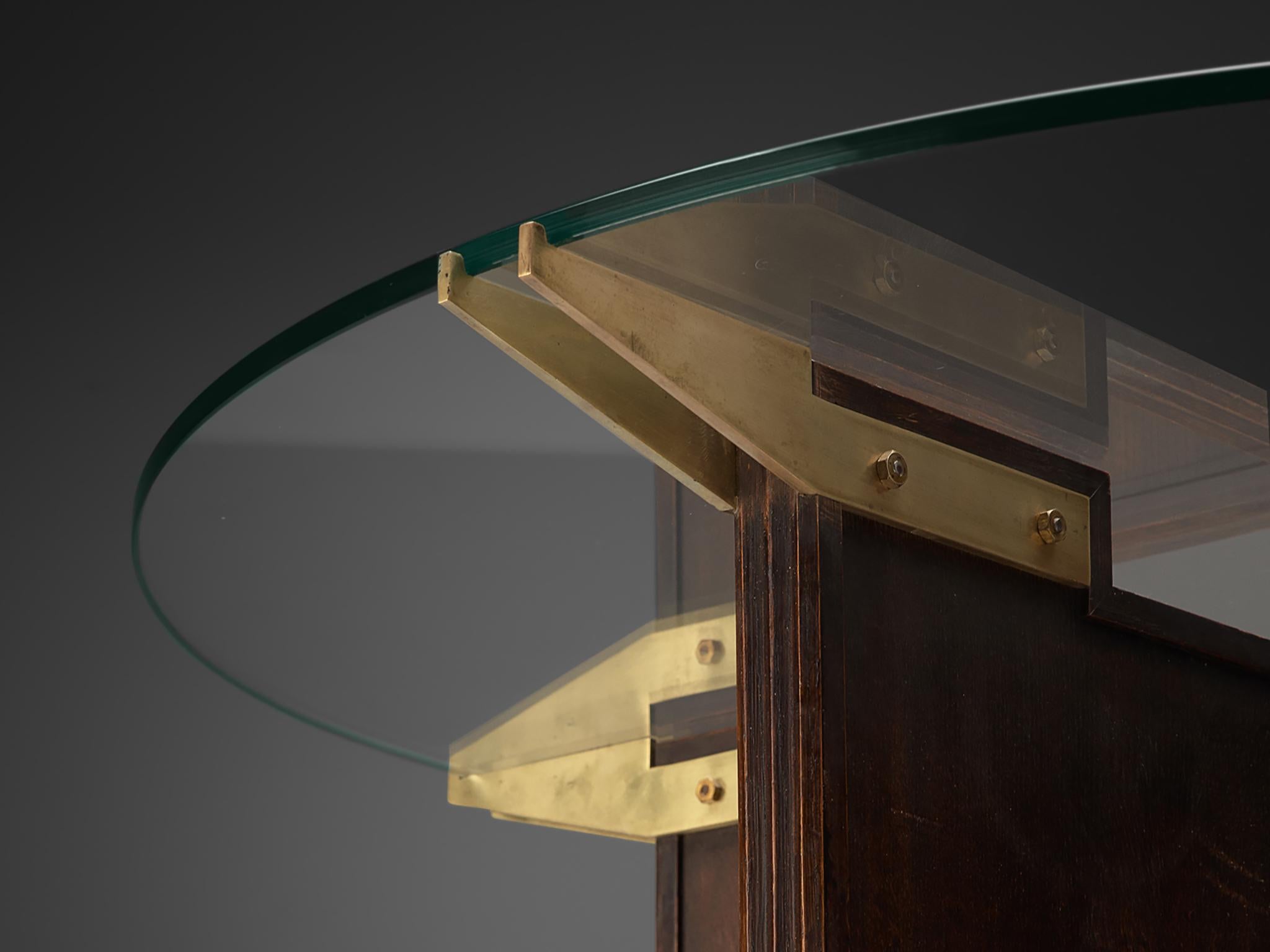Round French Gueridon Table with Glass Top In Good Condition In Waalwijk, NL