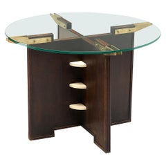 Round French Gueridon Table with Glass Top