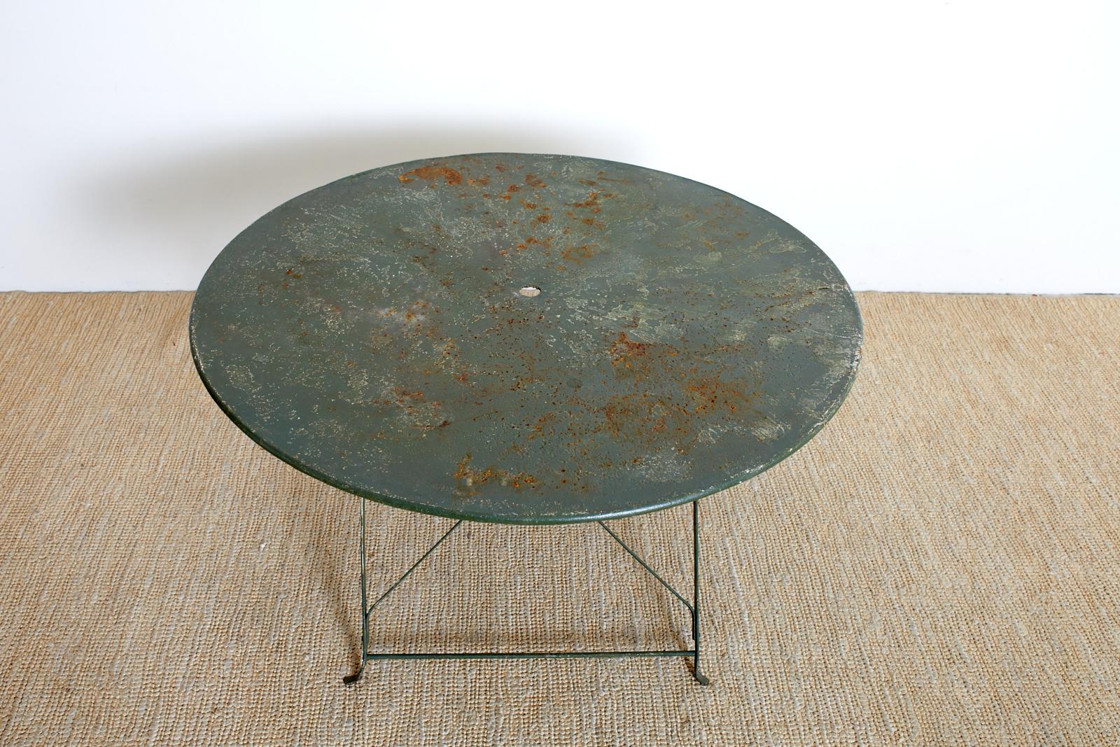 20th Century Round French Iron Folding Garden Dining Table