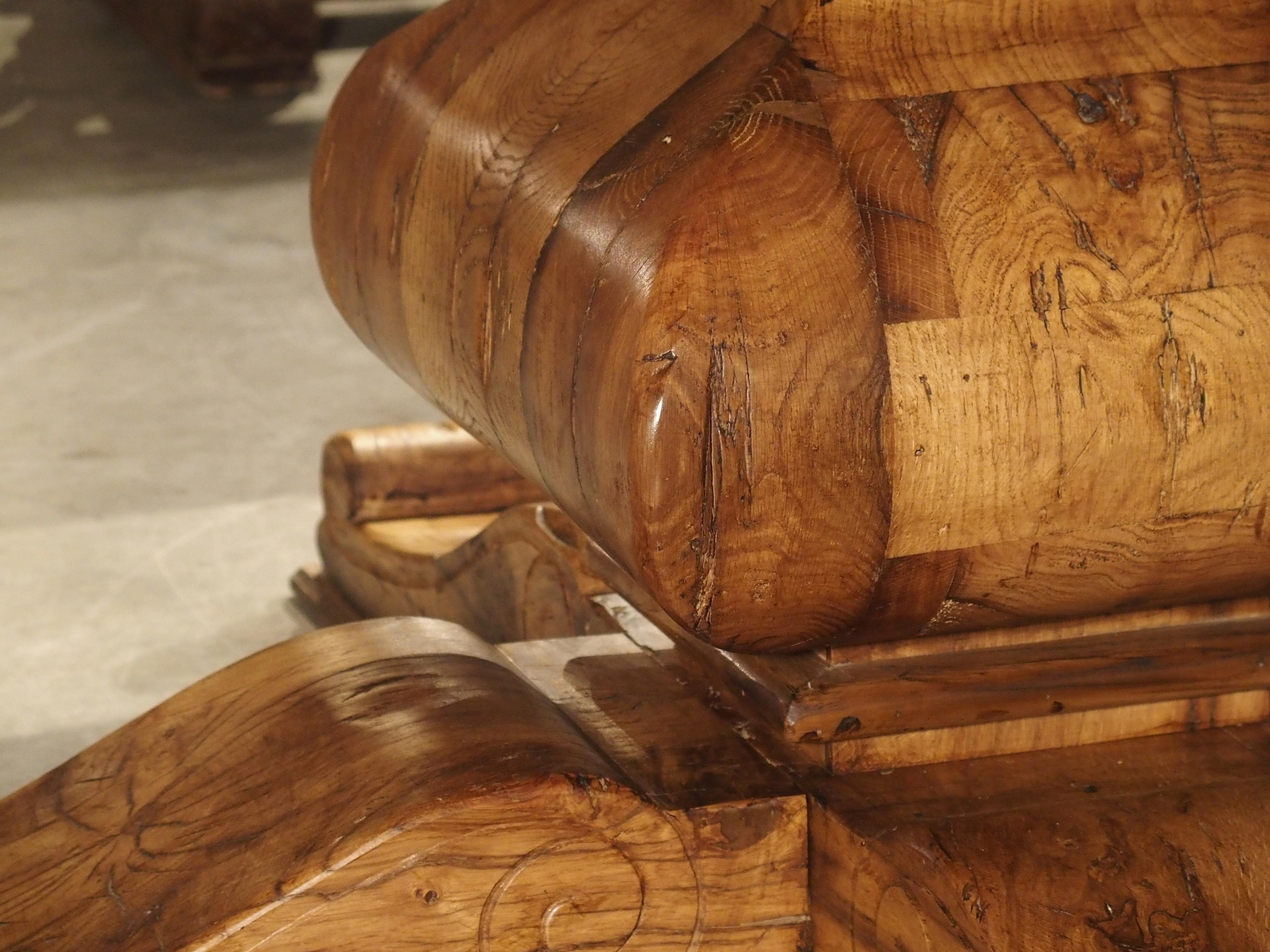 Round French Oak Parquet Dining Table with Central Baluster Base 8