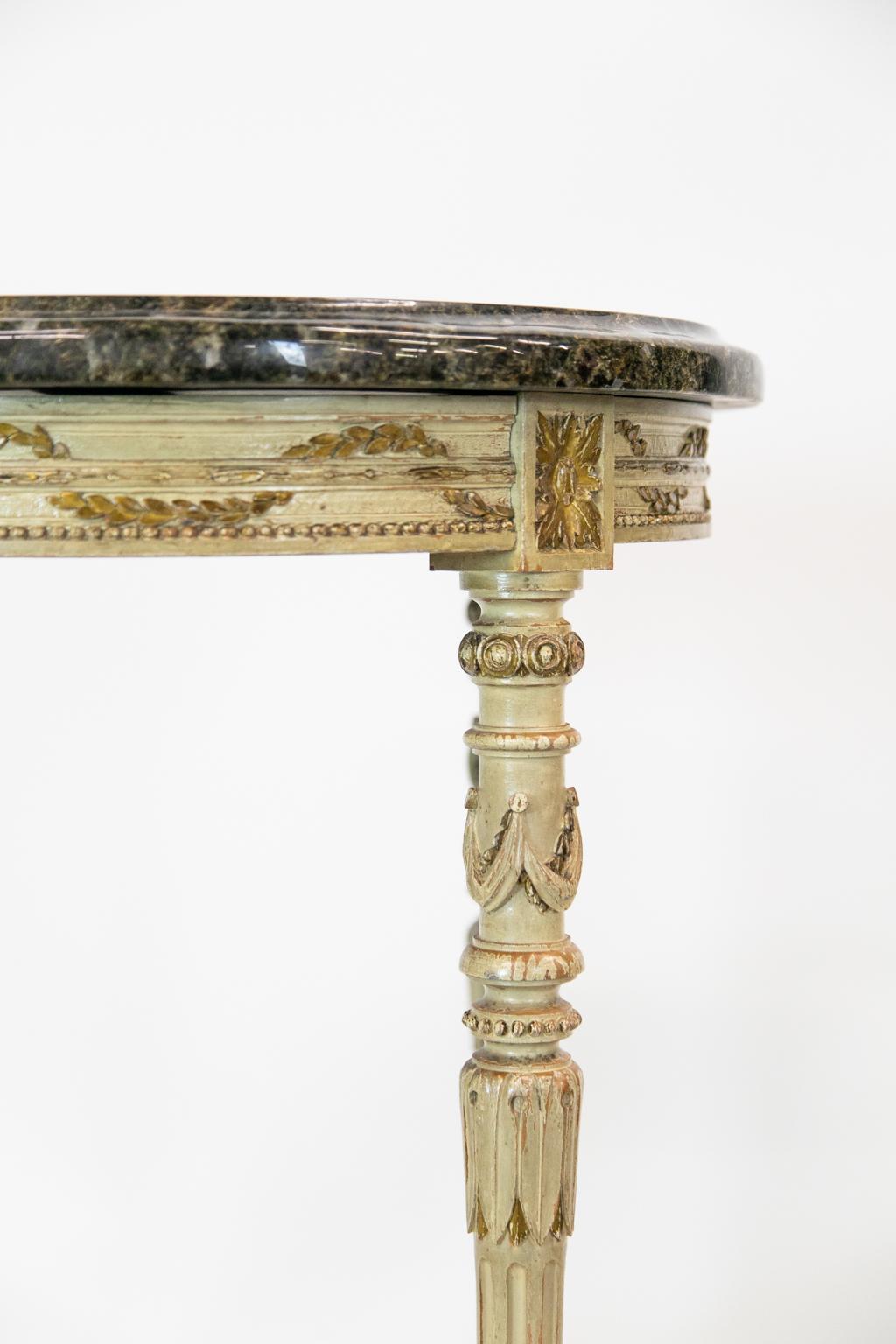 Gold Round French Occasional Marble-Top Table For Sale