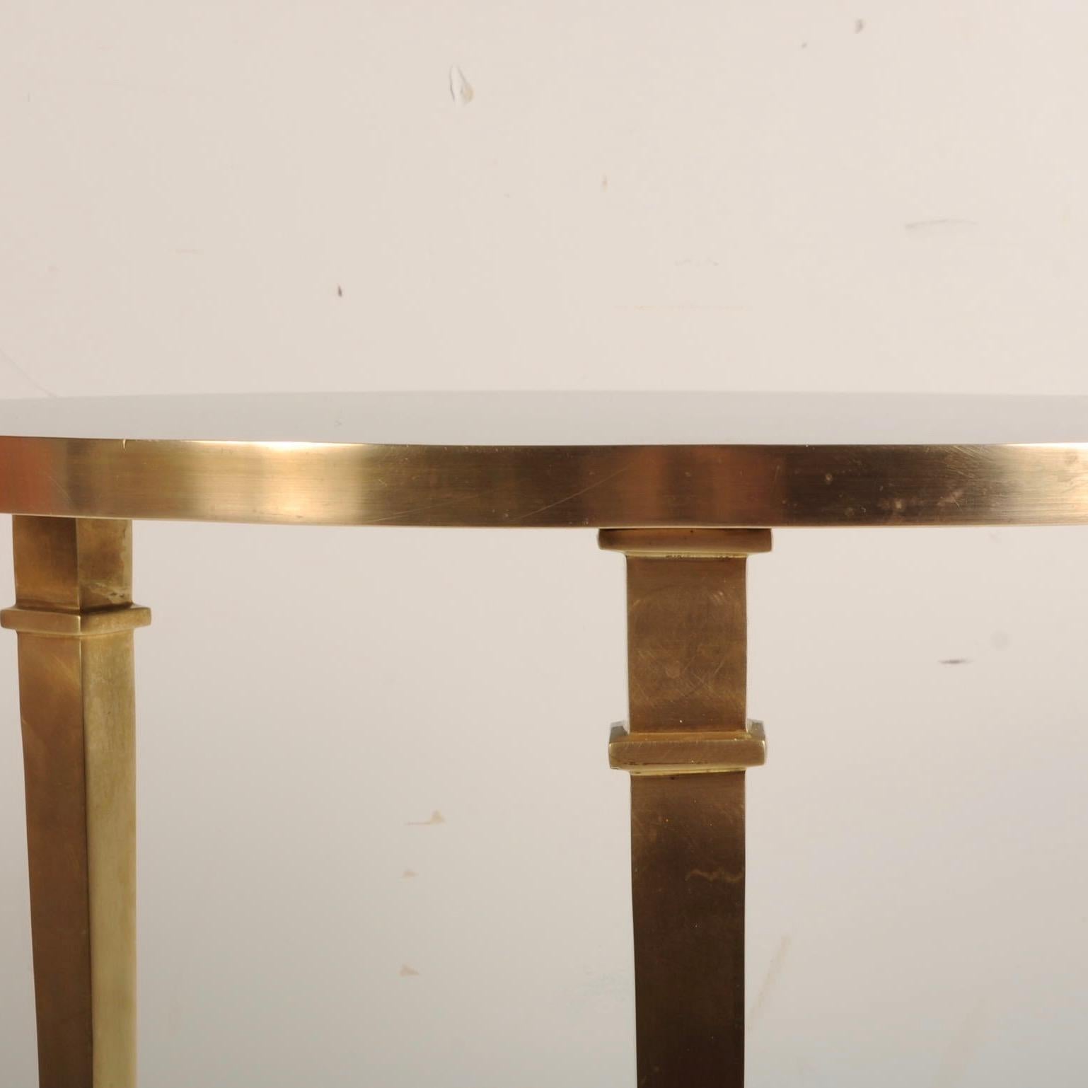 Contemporary Round French Square Leg Brass and Black Granite Table by Global Views
