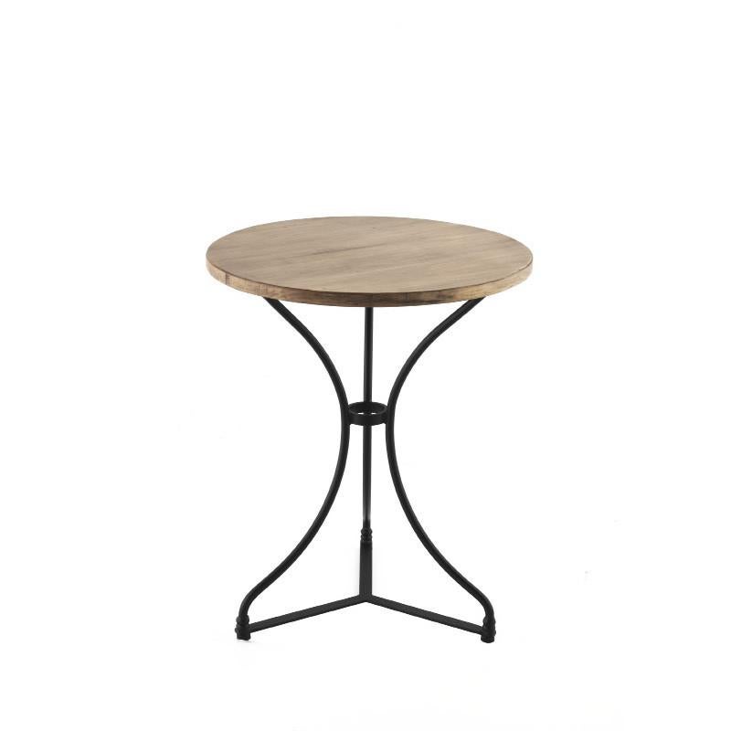 French Provincial Round French Style Iron Base Table with Wood Top, Garden Table or Bistro Table