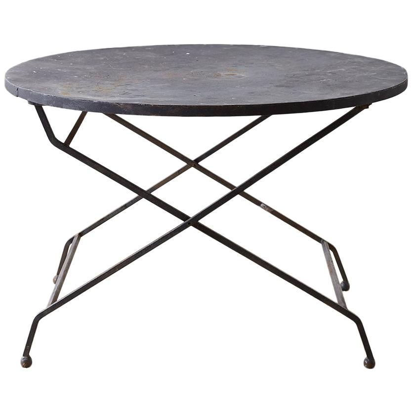 Round French Wrought Iron Folding Garden Dining Table