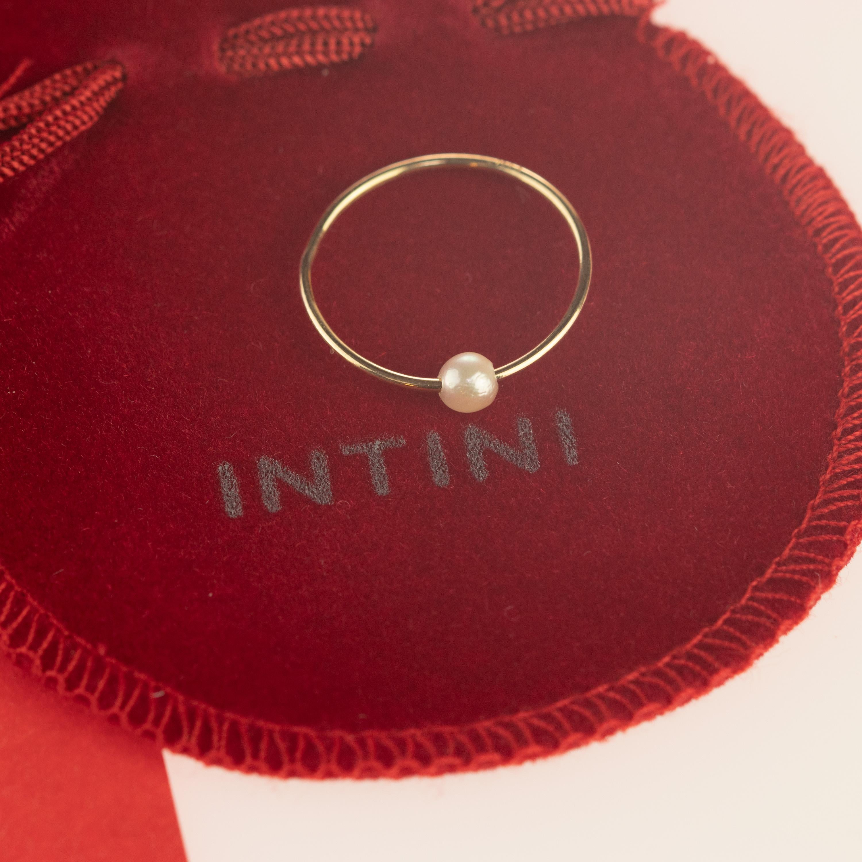 Runder Süßwasserperlen Solitär 18 Karat Gold Mond Planet Boho Band Ring im Angebot 2