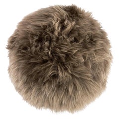 Round Fur Pillow Taupe - Merino Lambskin