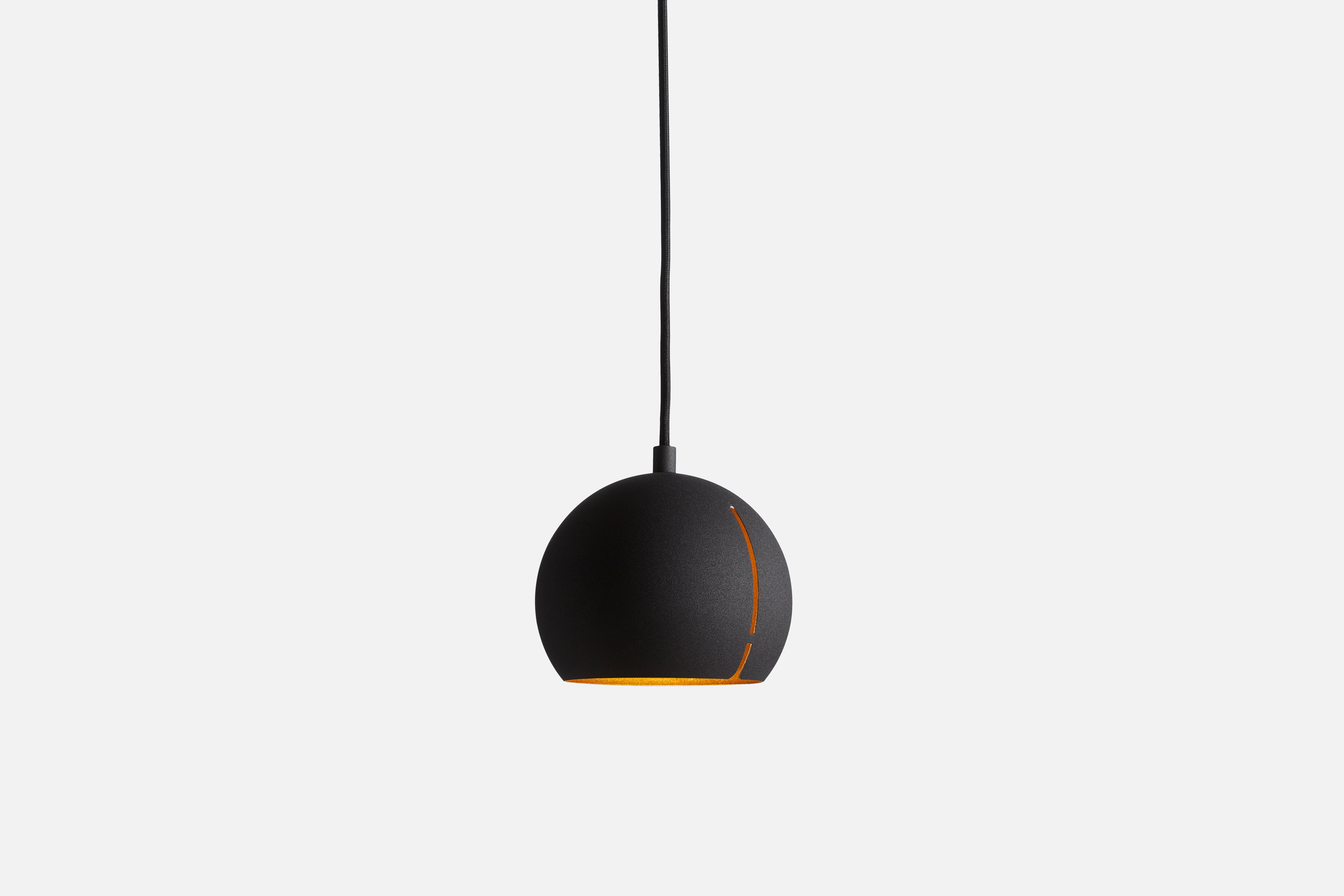 Round gap pendant lamp by Nur design.
Materials: metal.
Dimensions: D 15 x H 14 cm.

NUR design is a Danish design studio focusing on Nordic traditions with a strive to create classic and functional design. In German, the word NUR means ‘only’