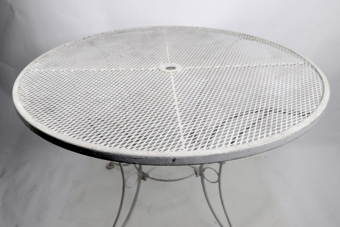 Mid-Century Modern Round Garden Patio Wrought Iron Dining Table