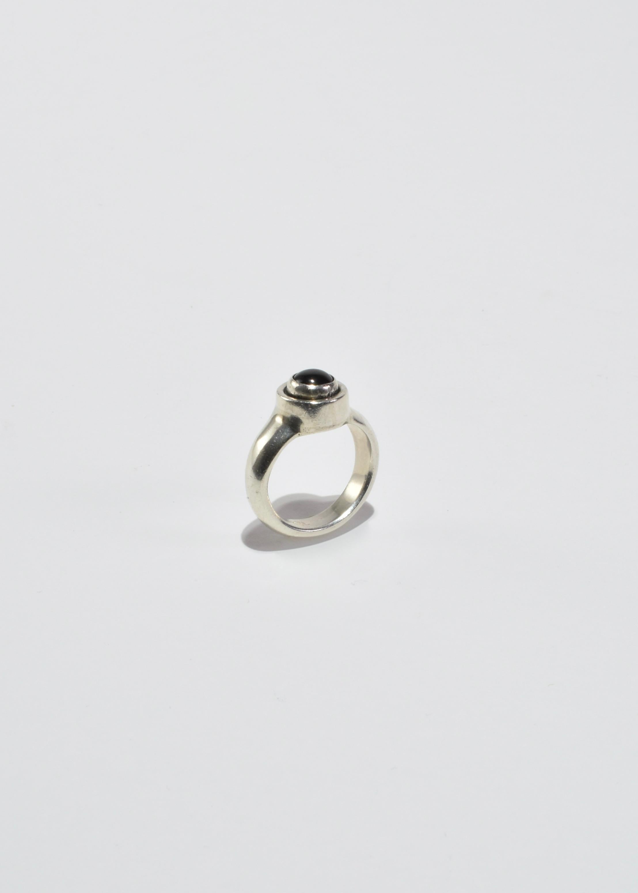 Modernist Round Garnet Ring For Sale