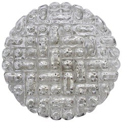 German Vintage Round Geometric Glass Ceiling or Wall Flush Mount Sconce, 1960s