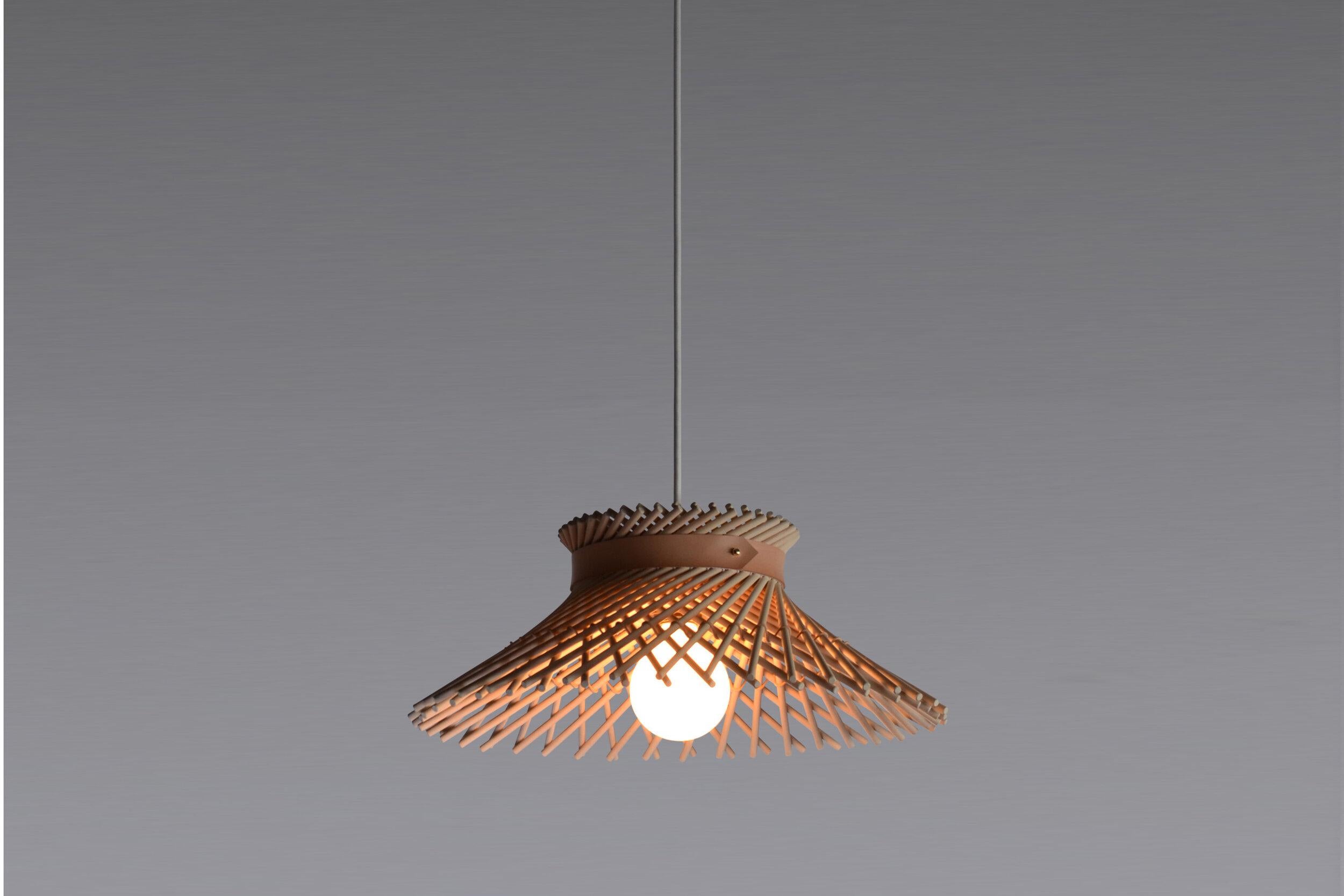 American Mooda Ceiling Pendant Light 6 / Bleached Maple Wood, Mugla White Marble by INDO- For Sale