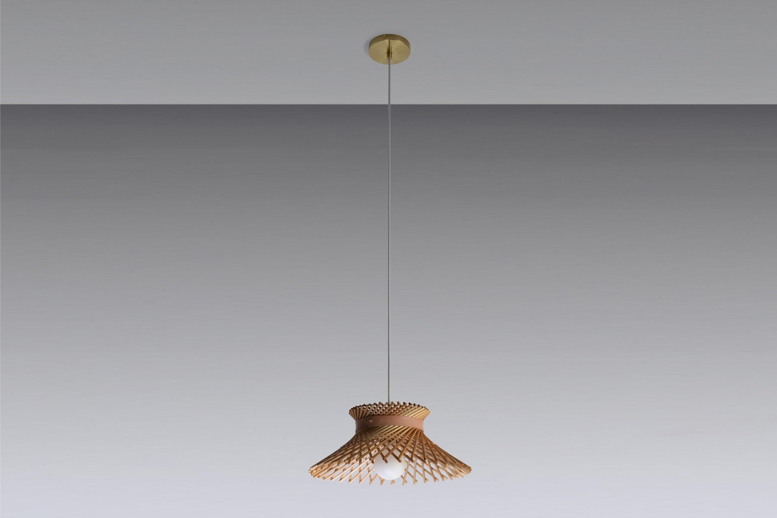 Hand-Crafted Mooda Ceiling Pendant Light 6 / Bleached Maple Wood, Mugla White Marble by INDO- For Sale
