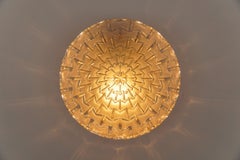 Round Geometric Satin Glass Flush Mount Light or Wall Lamp, 1960s