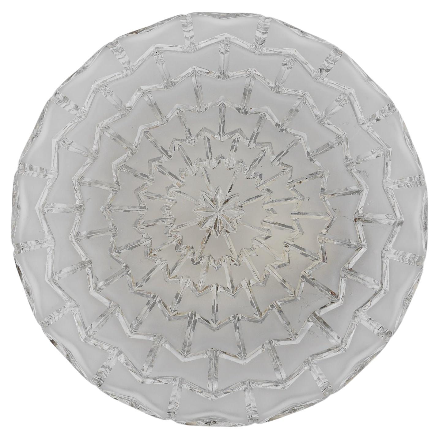 Round Geometric Satin Glass Flush Mount Light or Wall Lamp, 1960s