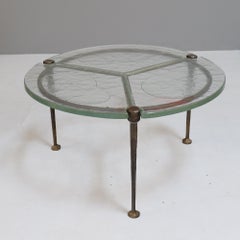 round german brutalist forged bronze table attributet Lothar Klute