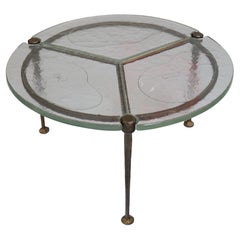 round german brutalist forged bronze table attributet Lothar Klute