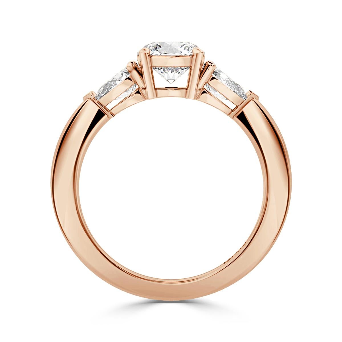 3 stone rose gold engagement ring