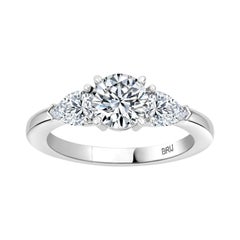 Round GIA Certified 0.80 Carat Diamond 3 Stone Engagement Ring