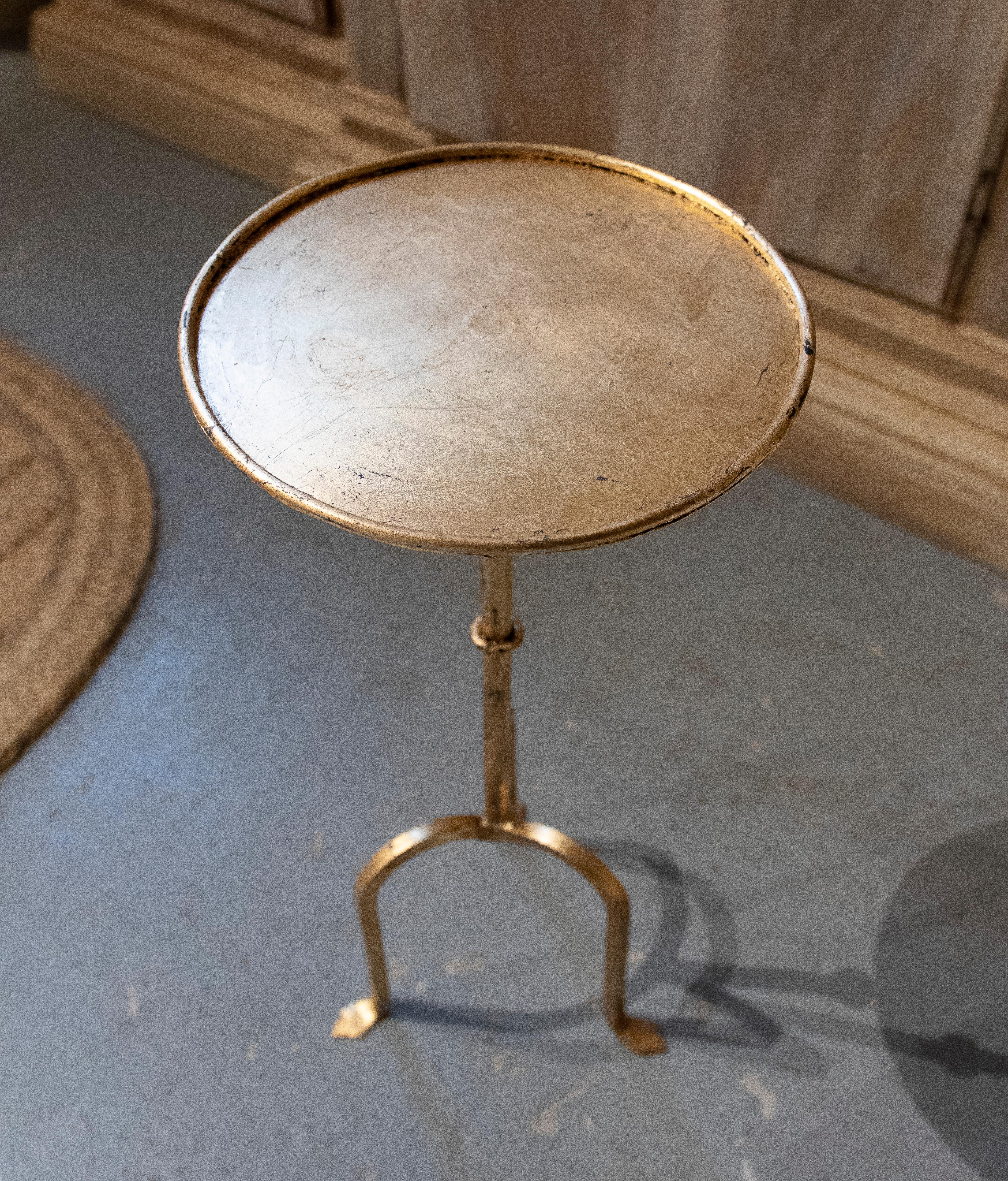 Round Gilded Iron Side Table with Stand  For Sale 8
