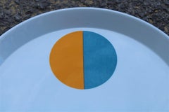 Round Gio Ponti Franco Pozzi Gallarate Decorative Plate Blue Orange, 1960