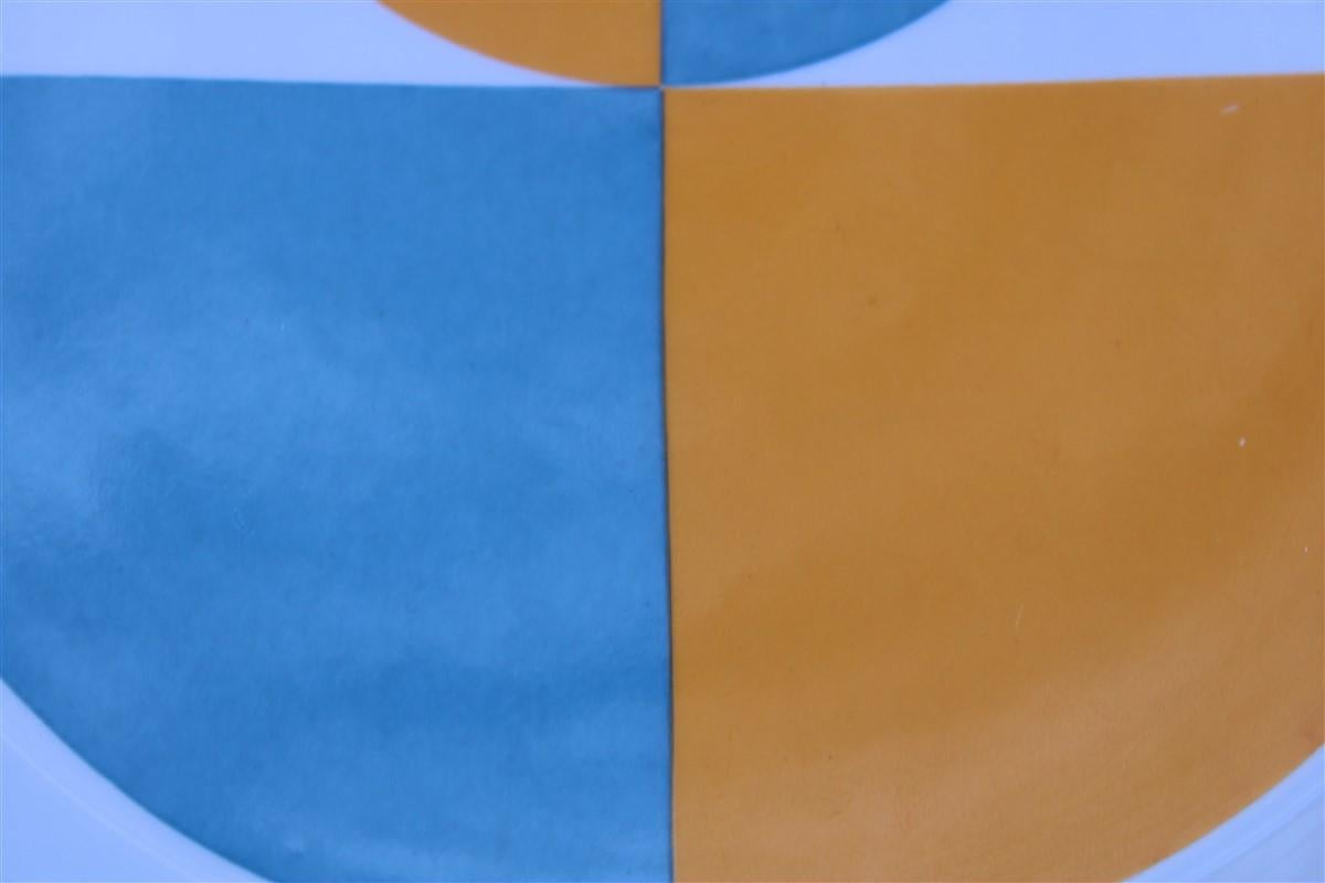 Mid-Century Modern Round Gio Ponti Franco Pozzi Gallarate Decorative Plate Blue Orange, 1960