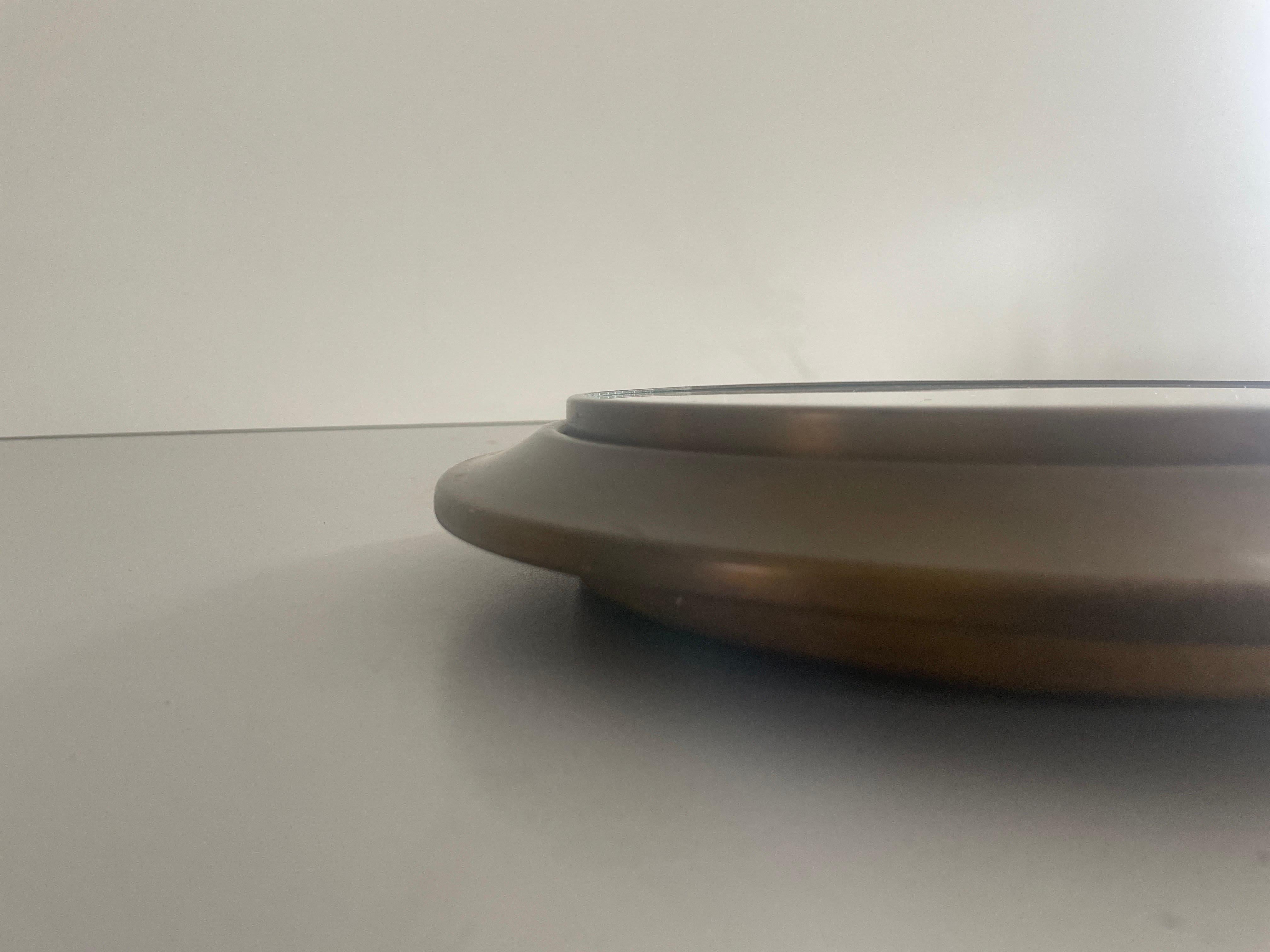 Lámpara empotrada redonda de cristal y marco de latón envejecido de Lumi, años 60, Italia en venta 1