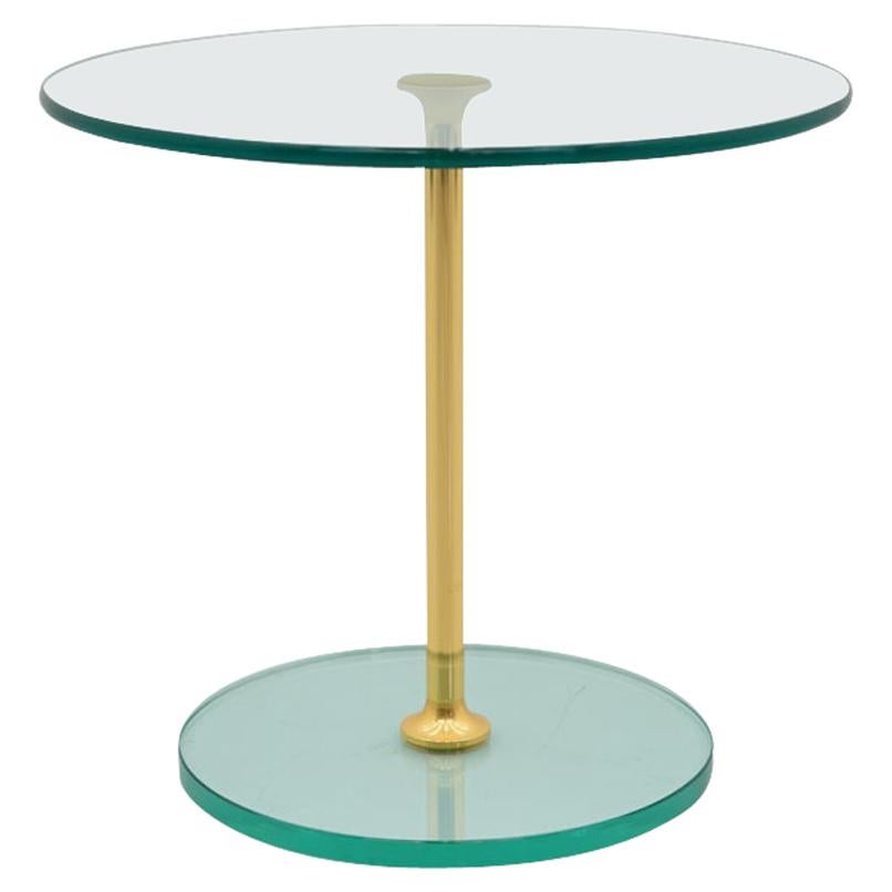 Round Glass and Brass Side Table, 1970s For Sale