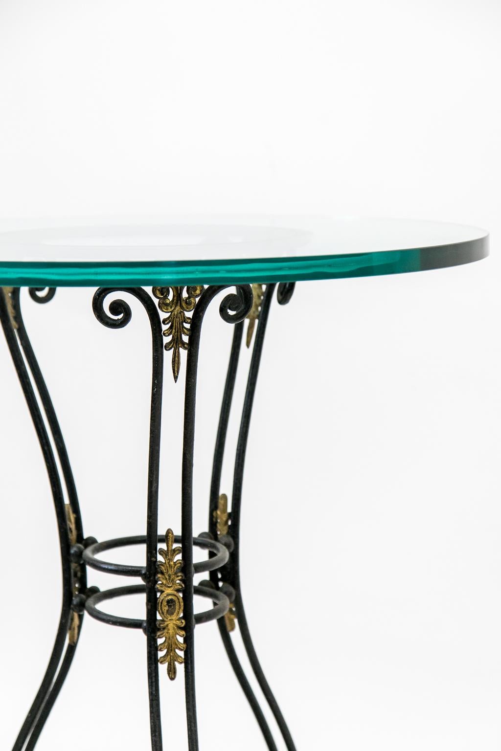 Round Glass and Iron Table For Sale 1