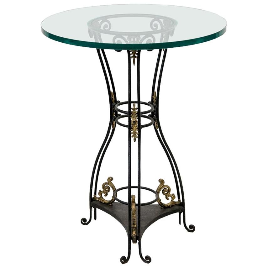 Round Glass and Iron Table