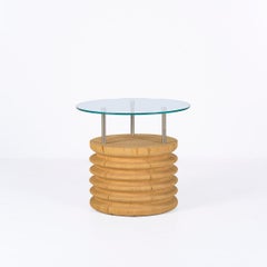 Table d'appoint ronde en verre et cèdre - SOFRA