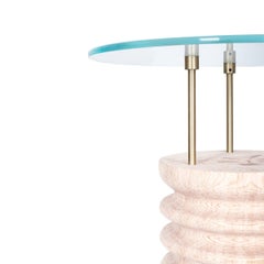 Table d'appoint/café ronde en verre et cèdre - SOFRA