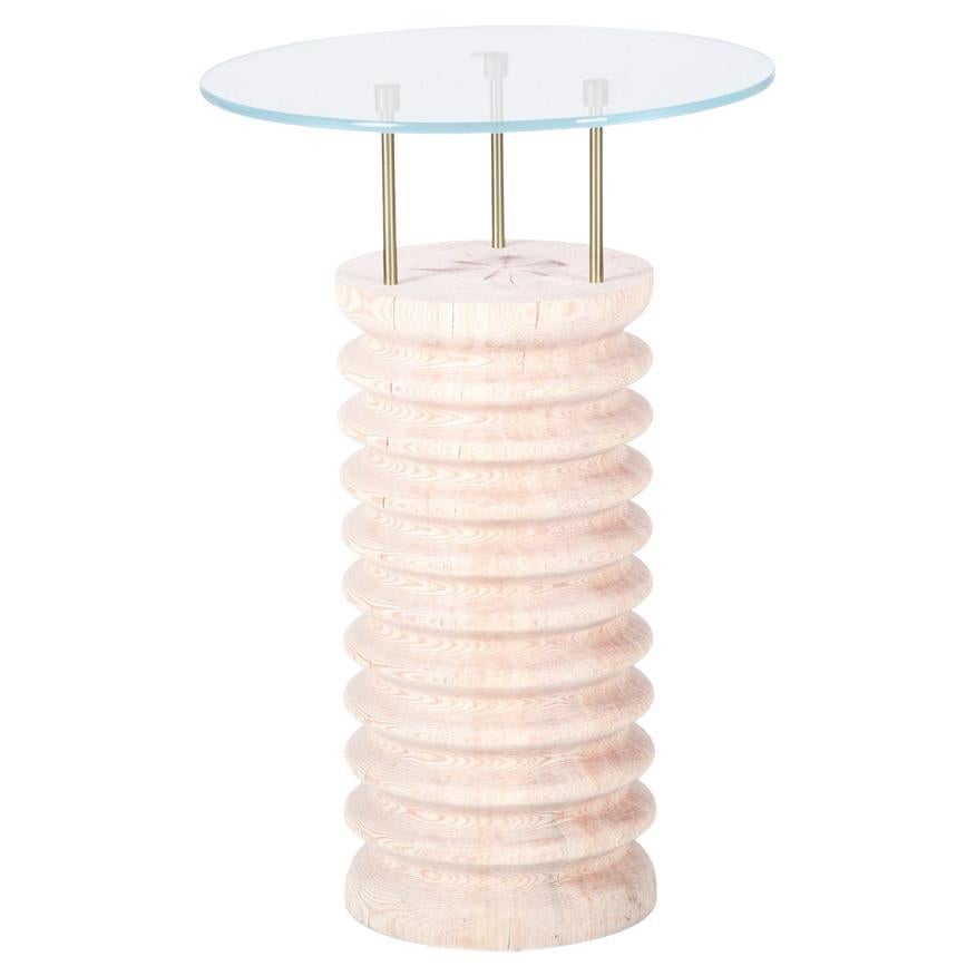 Round Glass & Cedar Side/Coffee Table – SOFRA