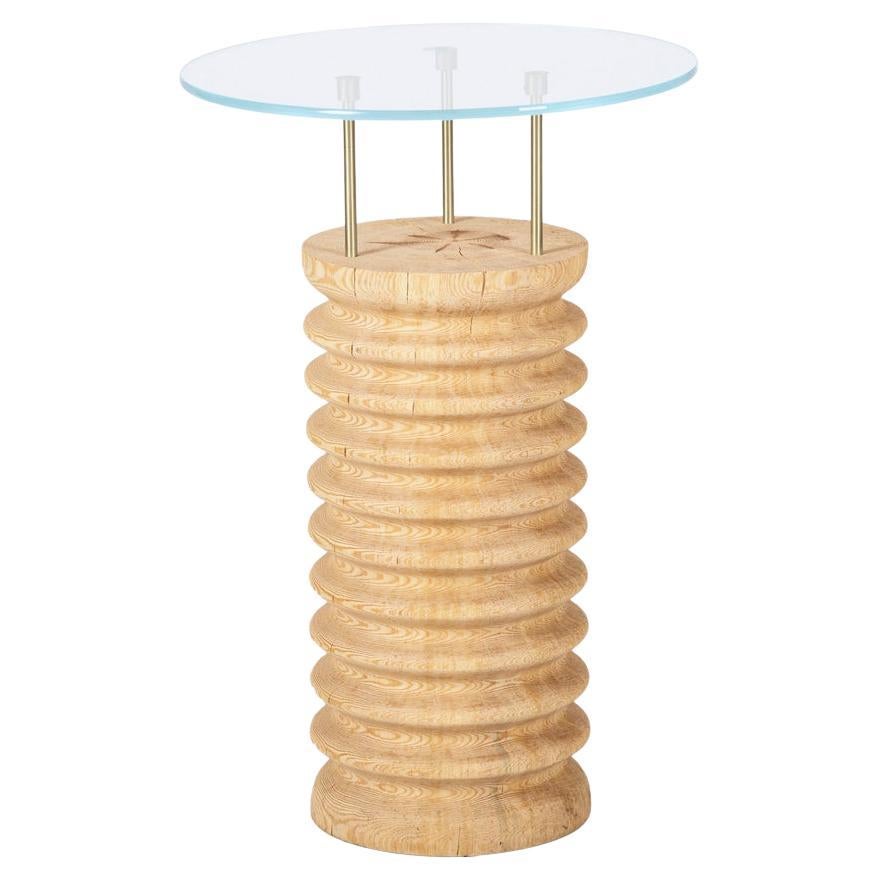 Round Glass & Cedar Side/Coffee Table – SOFRA