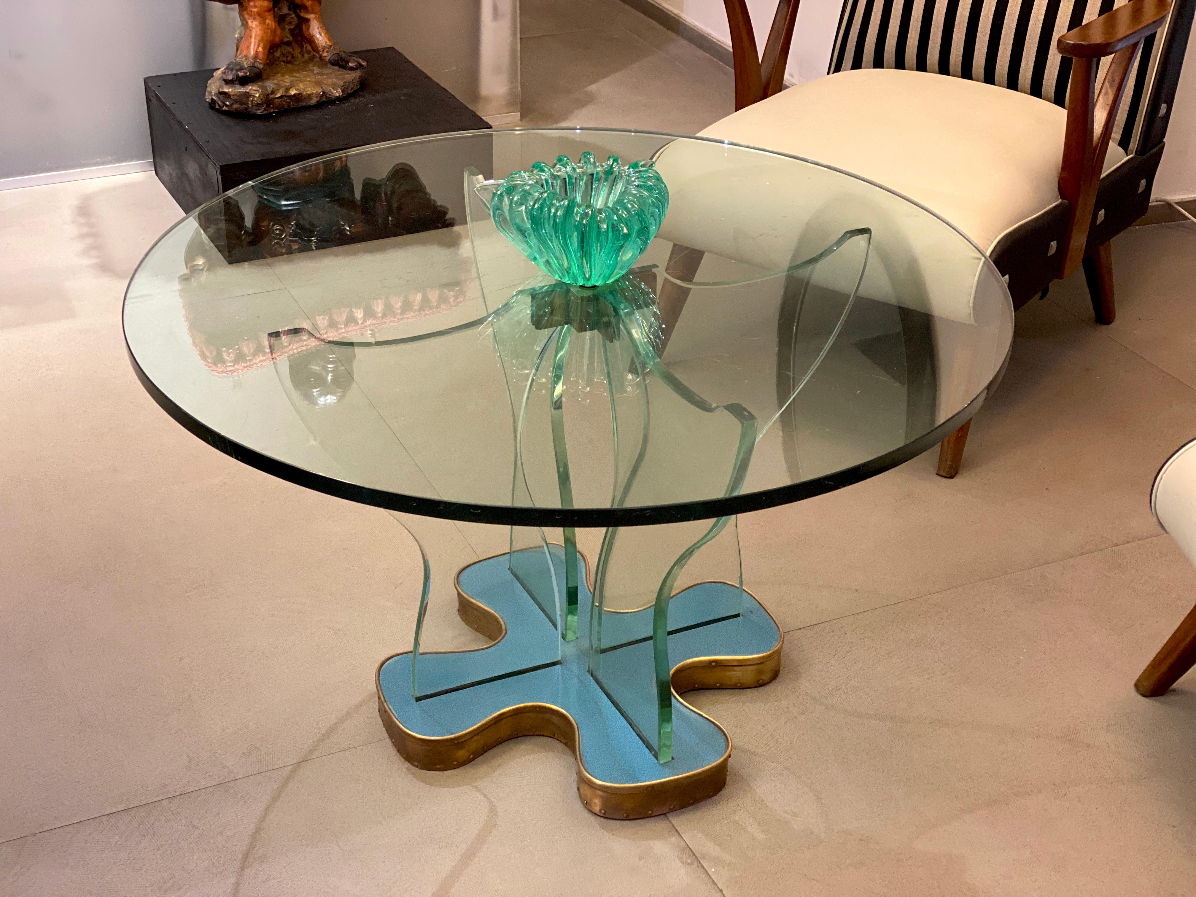 Table centrale ou table à café ronde attribuée à Fontana Arte, Italie, 1940 en vente 5