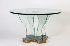 Round Glass Center or Caffe Table Attr. to Fontana Arte, Italy, 1940