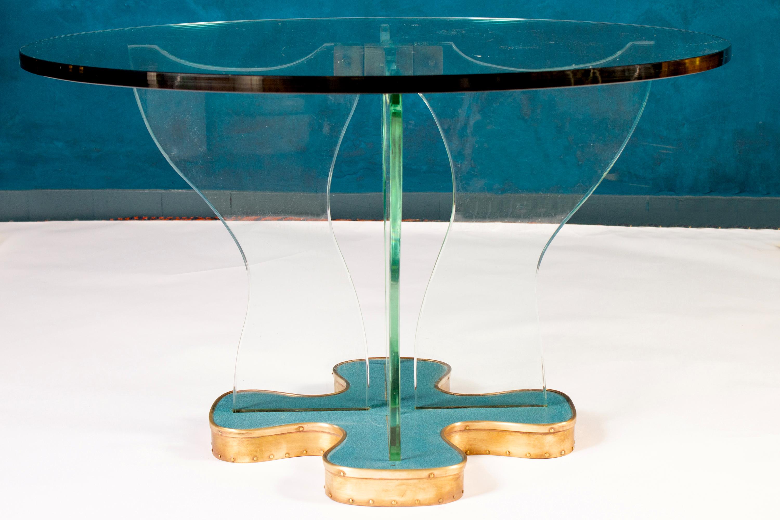 Table centrale ou table à café ronde attribuée à Fontana Arte, Italie, 1940 Excellent état - En vente à Rome, IT