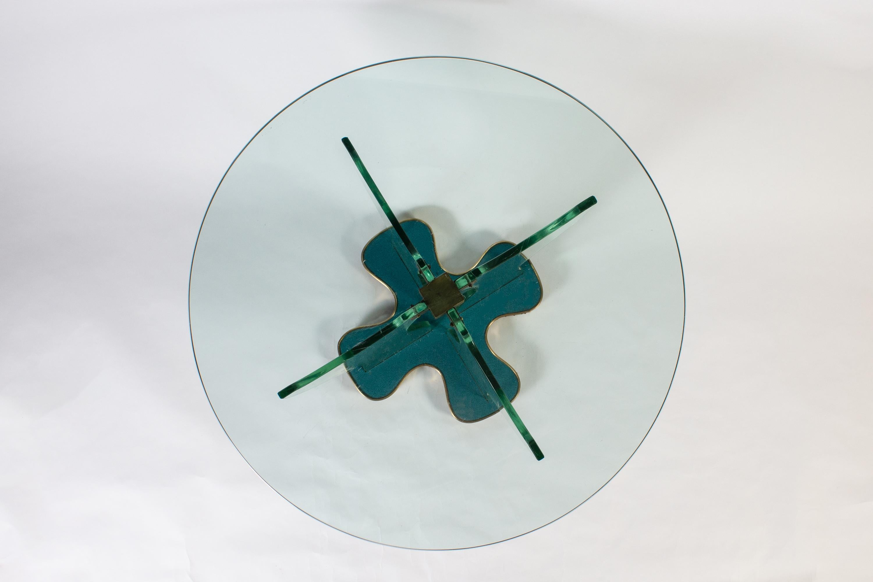 Verre Table centrale ou table à café ronde attribuée à Fontana Arte, Italie, 1940 en vente