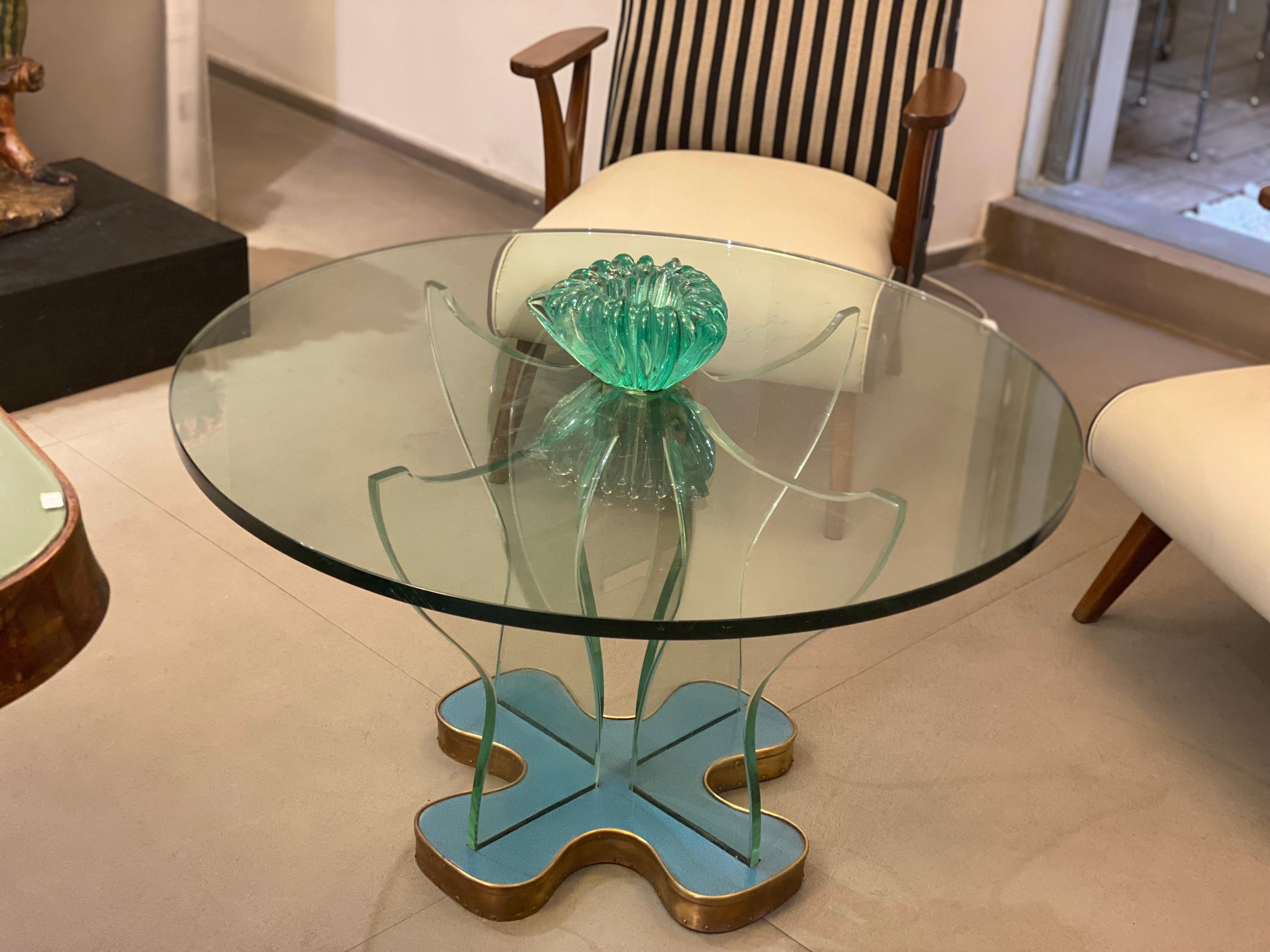 Table centrale ou table à café ronde attribuée à Fontana Arte, Italie, 1940 en vente 1
