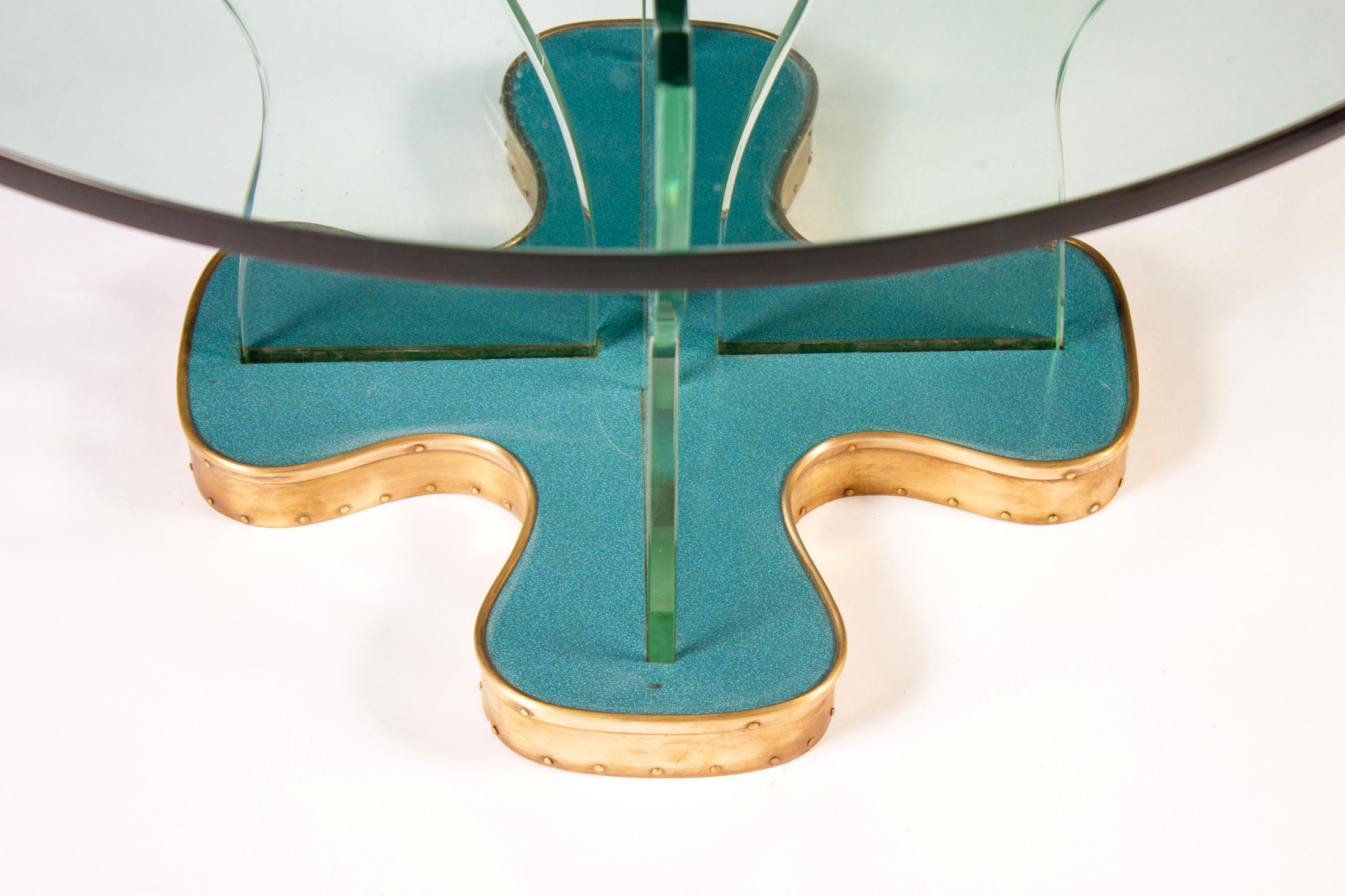 Table centrale ou table à café ronde attribuée à Fontana Arte, Italie, 1940 en vente 2