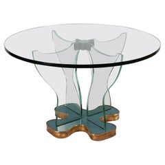 Round Glass Center or Caffe Table Attr. to Fontana Arte, Italy, 1940